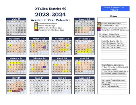 O Fallon District 90 Calendar